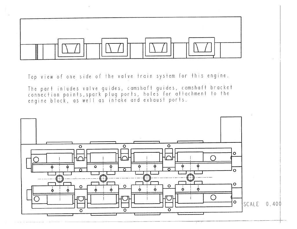 An accurate 8-cylinder DOHC internal combustion engine with a flat-plane crank, was modeled in PTC Creo Parametric 3.0/4.0 as a class project for MEE2024 (Solids Modeling and 3D Design Principles). This project included a basic, yet fully developed rotating assembly of over 150 engine components. Image of cylinder head valvetrain. 