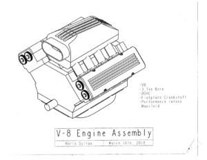 Full rolling assembly of a v8 engine, drawing, CAD, 3D modeling. V8 Engine CAD 3D Model in PTC Creo Parametric