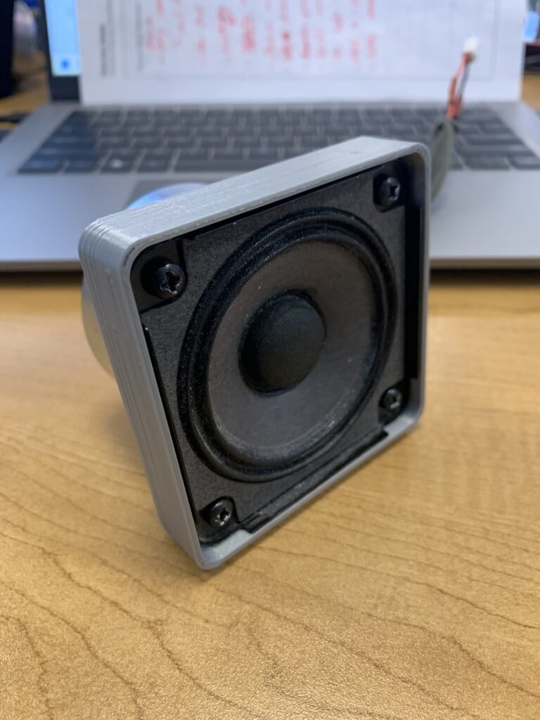 Accurately made bracket (mating surface) for a random speaker my student had. Now that the base is accurate and the screws can be tightened into the plastic, I can design and build more practical parts, such as an enclosure or base. 3D printed in gray. 