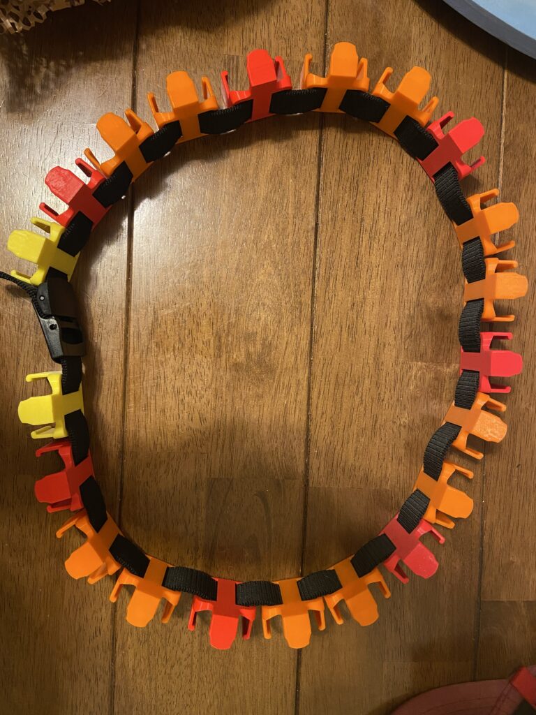 Fireball shooter holder holster sash belt with yellow, orange, red holder 3d printed 3d modeled cad mario sultan designs top view