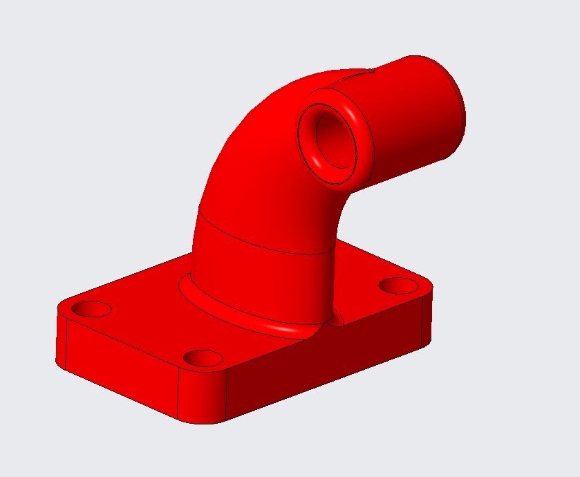 3D CAD modeled bracket. Red color.