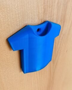 T-shirt Glasses Holder. 3D printed blue sunglasses hook which can be mounted on a wall and hold your glasses/sunglasses. 