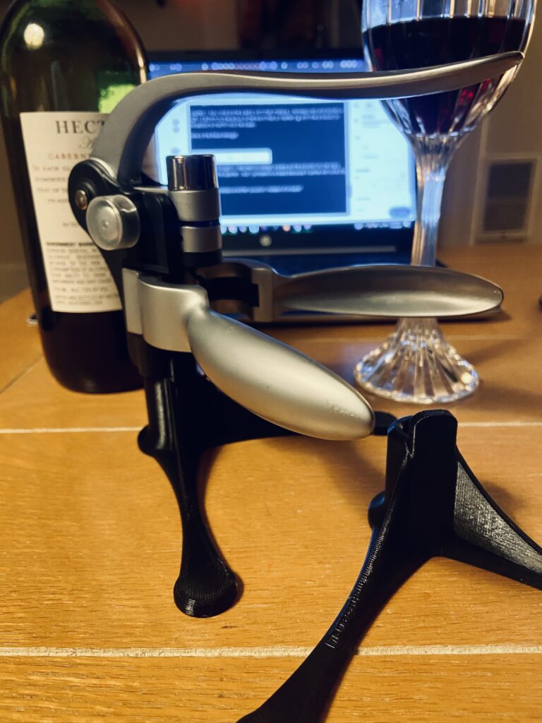 Lever Corkscrew Wine Bottle Opener Base Designed Prusa 3D CAD 3D Printed Black Base Design Mario Sultan