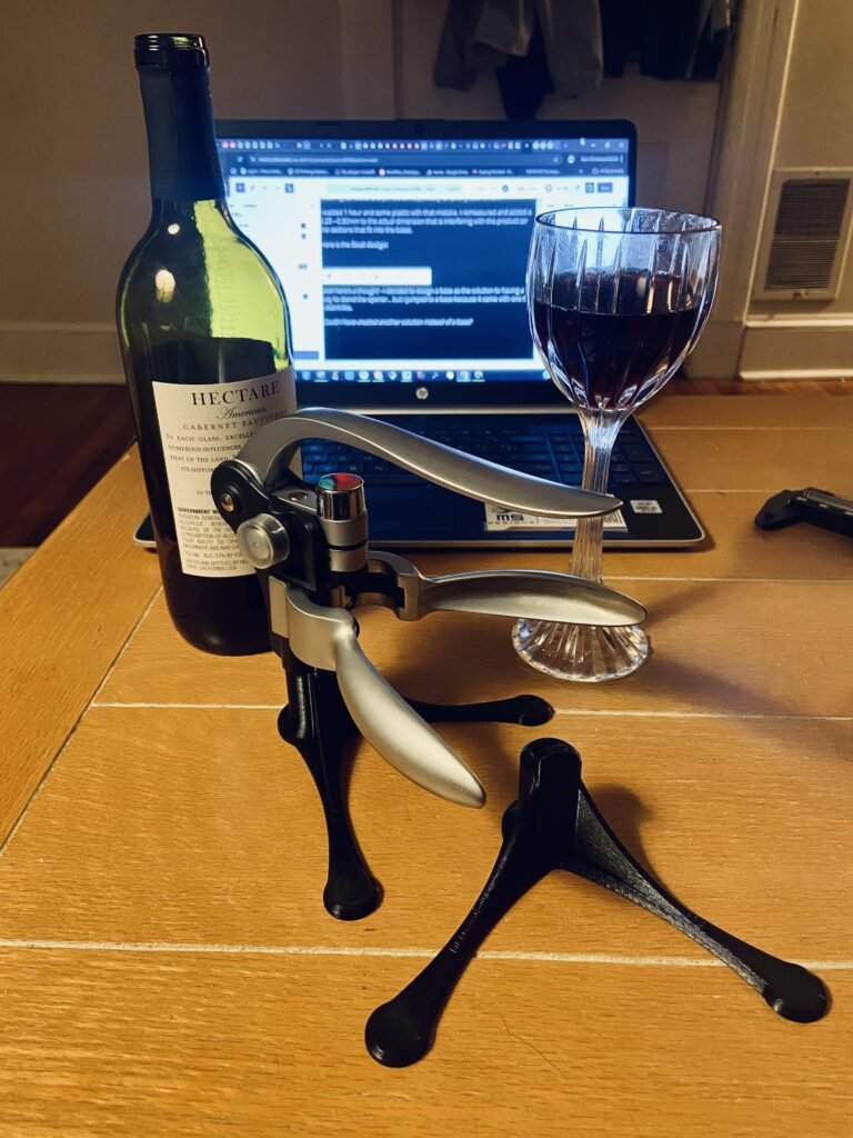 Lever Corkscrew Wine Bottle Opener Base Designed Prusa 3D CAD 3D Printed Black Base Design Mario Sultan